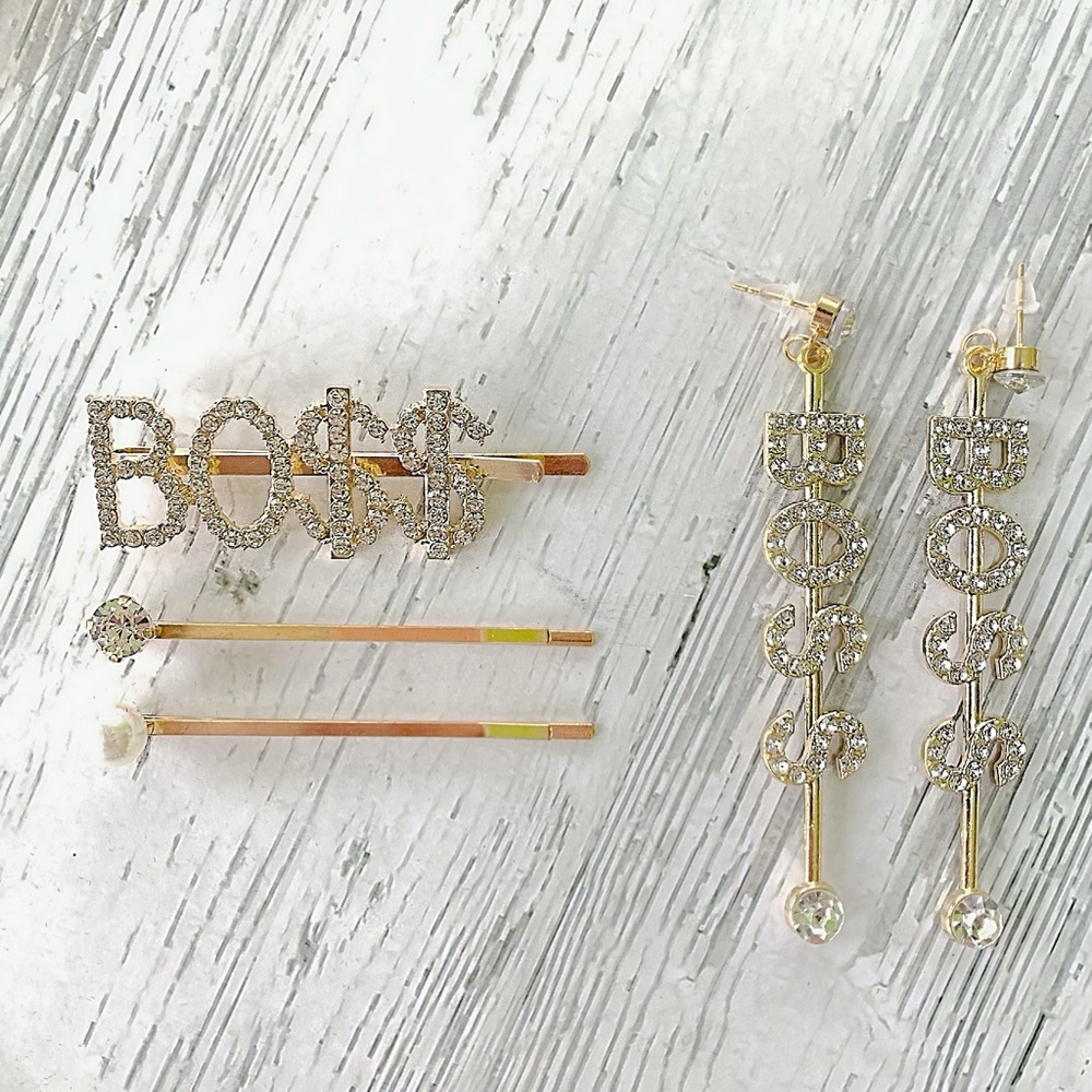 BOSS Hair Pin + Earring Set - Picture 2 of 2
